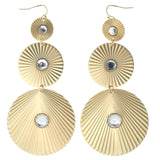 Gold-Tone Metal Dangle-Earrings With Crystal Accents #1329