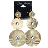 Gold-Tone Metal Dangle-Earrings With Crystal Accents #1329