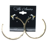 Gold-Tone & Green Colored Metal Hoop-Earrings #1343