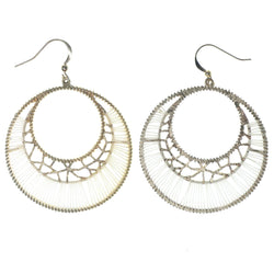 Gold-Tone & White Colored Metal Dangle-Earrings #1345