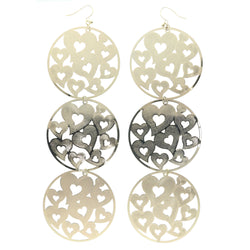 Heart Dangle-Earrings Gold-Tone Color  #1356