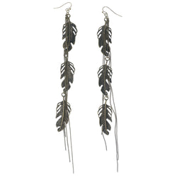Feather Dangle-Earrings Gold-Tone Color  #1361