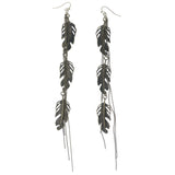 Feather Dangle-Earrings Gold-Tone Color  #1361