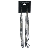 Silver-Tone & Black Colored Metal Dangle-Earrings With Bead Accents #1363