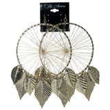Feather Dream Catcher Dangle-Earrings Gold-Tone Color  #1380
