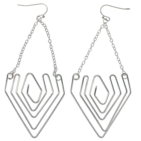 Silver-Tone Metal Dangle-Earrings #1389
