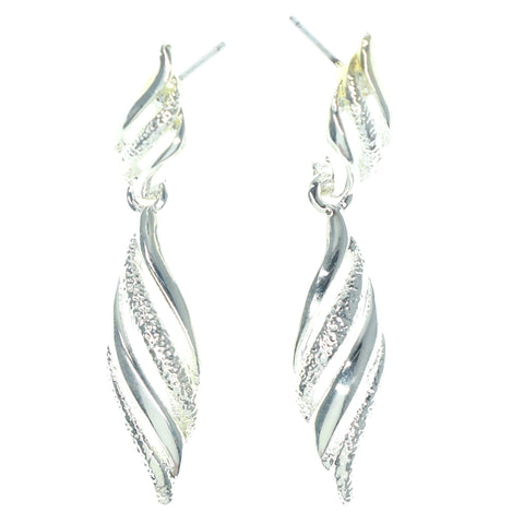 Silver-Tone Metal Dangle-Earrings #1410