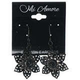 Flower Dangle-Earrings Black Color  #1413