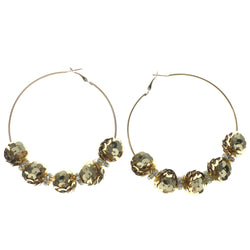 Sequin Hoop-Earrings With Bead Accents  Gold-Tone Color #1420
