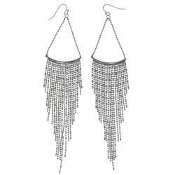 Silver-Tone Metal Dangle-Earrings With Bead Accents #1431
