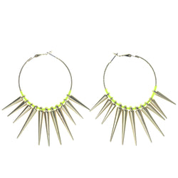Spike Hoop-Earrings Gold-Tone & Yellow Colored #1436