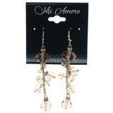 Peach & Gold-Tone Colored Metal Dangle-Earrings With Faceted Accents #1442