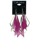 Gold-Tone & Pink Colored Metal Dangle-Earrings #1451