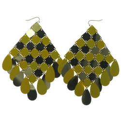 Gold-Tone & Yellow Colored Metal Dangle-Earrings #1482