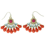 Gold-Tone & Multi Colored Metal Dangle-Earrings With Bead Accents #1506