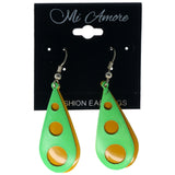 Green & Yellow Colored Metal Dangle-Earrings #1524