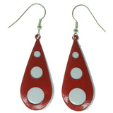 Red & White Colored Metal Dangle-Earrings #1526