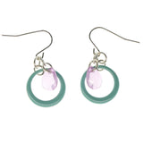 Blue & Purple Colored Metal Dangle-Earrings With Faceted Accents #1537