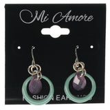 Blue & Purple Colored Metal Dangle-Earrings With Faceted Accents #1537