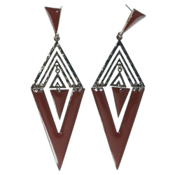 Bronze-Tone & Brown Colored Metal Dangle-Earrings #1540