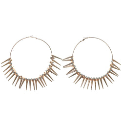Gold-Tone Metal Hoop-Earrings With Crystal Accents #1588