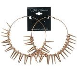 Gold-Tone Metal Hoop-Earrings With Crystal Accents #1588