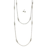 Matching Earrings Layered-Necklace-Set With Crystal Accents  Black Color #2489