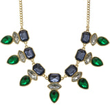 Adjustable Length Statement-Necklace With Crystal Accents Colorful & Gold-Tone Colored #2511