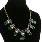 Adjustable Length Statement-Necklace With Crystal Accents Colorful & Gold-Tone Colored #2511