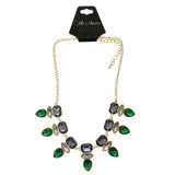 Adjustable Length Statement-Necklace With Crystal Accents Colorful & Gold-Tone Colored #2511