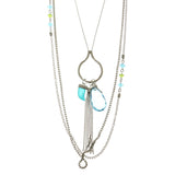 Tooth Adjustable Length Layered-Necklace With Crystal Accents Colorful & Silver-Tone Colored #2518