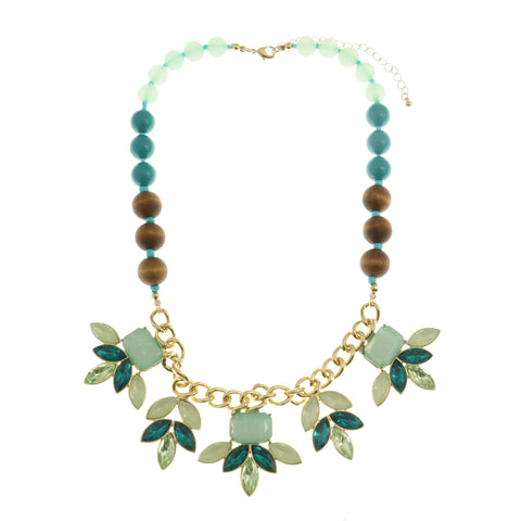 Adjustable Length Statement-Necklace With Faceted Accents Colorful & Gold-Tone Colored #2465 - Mi Amore