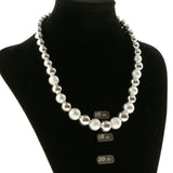 Adjustable Length Beaded-Necklace Jewelry Set Silver-Tone Color  #2466