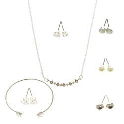 Adjustable Length Statement-Necklace With Crystal Accents  Silver-Tone Color #2692