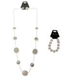 Adjustable Length Statement-Necklace Jewelry Set Silver-Tone Color  #2694