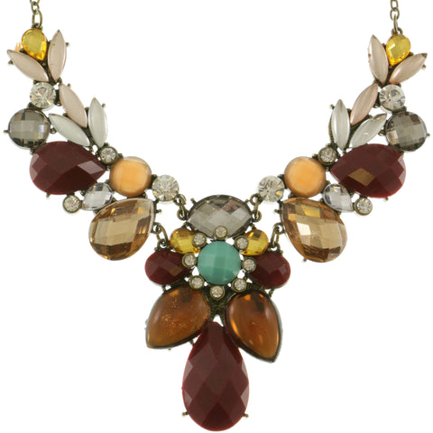 Adjustable Length Statement-Necklace With Faceted Accents Colorful & Gold-Tone Colored #2468 - Mi Amore