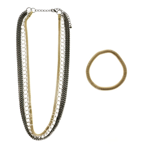 Adjustable Length Layered-Necklace Colorful & Black Colored #2696