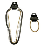 Adjustable Length Layered-Necklace Colorful & Black Colored #2696