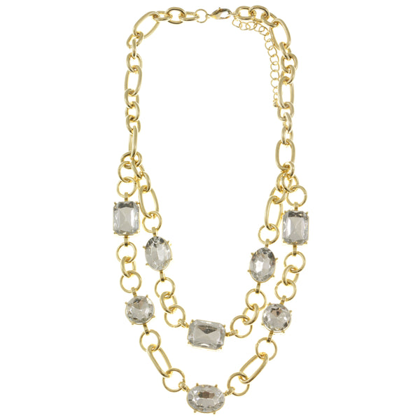 Adjustable Length Layered-Necklace With Faceted Accents  Gold-Tone Color #2477 - Mi Amore