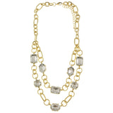 Adjustable Length Layered-Necklace With Faceted Accents  Gold-Tone Color #2477 - Mi Amore
