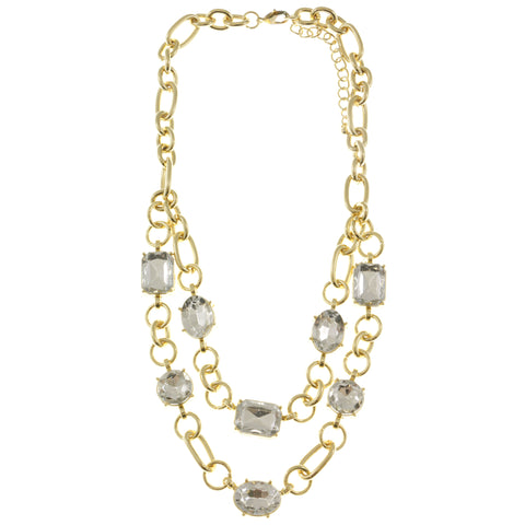 Adjustable Length Layered-Necklace With Faceted Accents  Gold-Tone Color #2477 - Mi Amore
