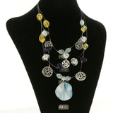 Adjustable Length Layered-Necklace With Bead Accents Colorful & Silver-Tone Colored #2697