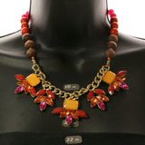 Adjustable Length Statement-Necklace With Faceted Accents Colorful & Gold-Tone Colored #2479 - Mi Amore