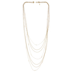 Adjustable Length Layered-Necklace With Bead Accents Gold-Tone & Pink Colored #2705 - Mi Amore