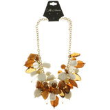 Adjustable Length Statement-Necklace With Bead Accents Orange & Gold-Tone Colored #2496