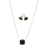 Adjustable Length Pendant With Crystal Accents Black & Silver-Tone Colored #2532
