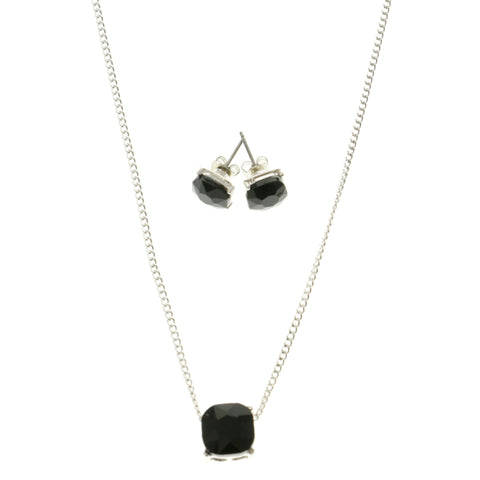 Adjustable Length Pendant With Crystal Accents Black & Silver-Tone Colored #2532