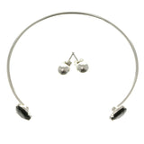 Adjustable Length Pendant With Crystal Accents Black & Silver-Tone Colored #2532