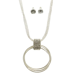 Matching Earrings Pendant-Necklace Jewelry Set With Crystal Accents  Silver-Tone Color #2549