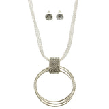 Matching Earrings Pendant-Necklace Jewelry Set With Crystal Accents  Silver-Tone Color #2549